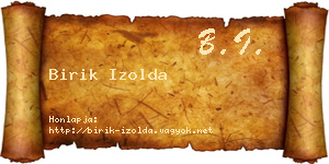 Birik Izolda névjegykártya
